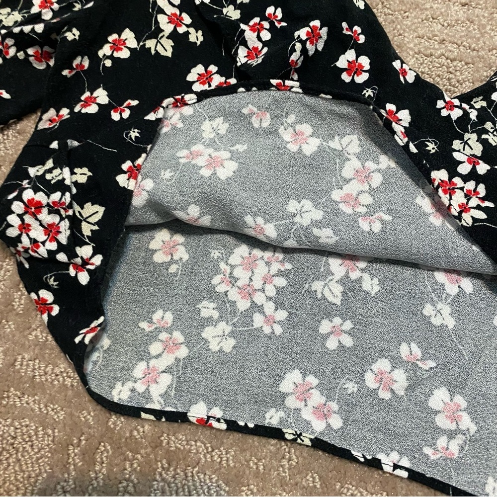 {Zara} Floral Ruffle Long Sleeve Crop Top Blouse~ Size Small - Picture 10 of 16